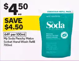 Woolworths My Soda Peachy Melon Sorbet Hand Wash Refill offer