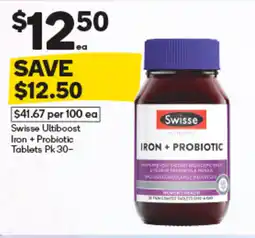 Woolworths Swisse Ultiboost Iron + Probiotic Tablets offer