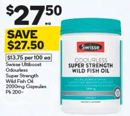 Woolworths Swisse Ultiboost Odourless Super Strength Wild Fish Oil offer