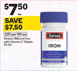 Woolworths Swisse Ultiboost Iron with Vitamin C Tablets offer