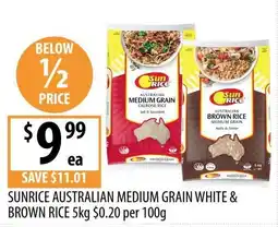 Supabarn Sunrice Australian Medium Grain White & Brown Rice offer