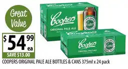 Supabarn Coopers Original Pale Ale Bottles & Cans offer