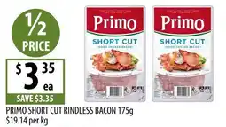 Supabarn Primo Short Cut Rindless Bacon offer