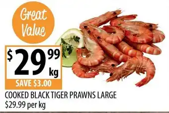 Supabarn Cooked Black Tiger Prawns Large offer
