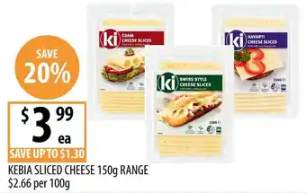 Supabarn Kebia Sliced Cheese 150g Range offer