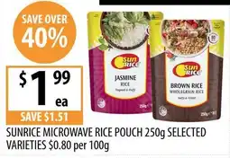 Supabarn Sunrice Microwave Rice Pouch Selected Varieties offer