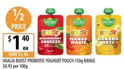 Supabarn Vaalia Boost Probiotic Yoghurt Pouch offer