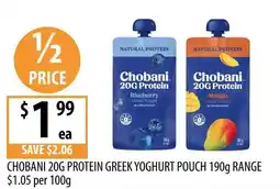 Supabarn Chobani 20G Protein Greek Yoghurt Pouch offer