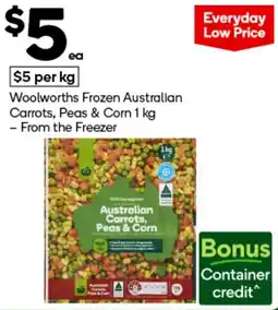 Woolworths Woolworths Frozen Australian Carrots, Peas & Corn offer