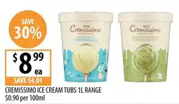 Supabarn Cremissimo Ice Cream Tubs 1L Range offer