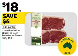 Woolworths macro Australian Grass Fed Beef Porterhouse Steaks offer