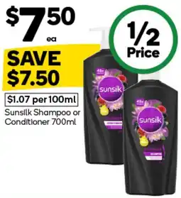 Woolworths Sunsilk Shampoo or Conditioner offer