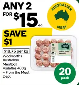 Woolworths Australian Meatball Varieties offer