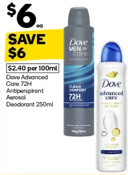Woolworths Dove Advanced Care 72H Antiperspirant Aerosol Deodorant offer