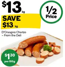 Woolworths D'Orsogna Chorizo offer