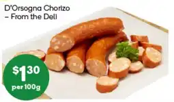 Woolworths D'Orsogna Chorizo offer