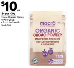 Woolworths macro Organic Cacao Powder offer