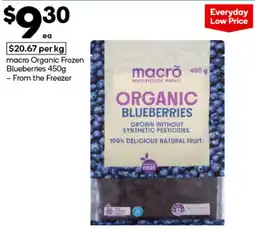Woolworths macro Organic Frozen Blueberries offer