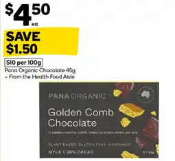 Woolworths Pana Organic Golden Comb Chocolate offer