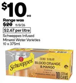 Woolworths Schweppes Infused Mineral Water Varieties offer