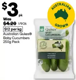 Woolworths Australian Qukes Baby Cucumbers offer