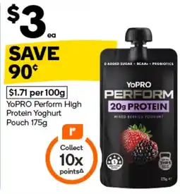 Woolworths YoPRO Perform High Protein Yoghurt Pouch offer