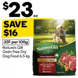 Woolworths Nature's Gift Grain Free Dry Dog Food offer