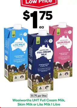 Woolworths Woolworths UHT Full Cream Milk, Skim Milk or Lite Milk offer