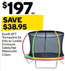 Woolworths Everfit 8FT Trampoline for Kids w/ Ladder Enclosure Safety Net Rebounder Colors offer