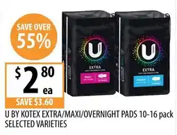 Supabarn U by Kotex Extra/Maxi/Overnight Pads offer