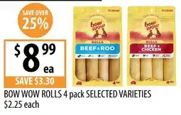 Supabarn Bow Wow Rolls 4 pack Selected Varieties offer