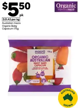 Woolworths Australian macro Organic Baby Capsicum offer