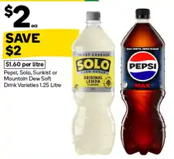 Woolworths Pepsi, Solo, Sunkist or Mountain Dew Soft Drink Varieties offer