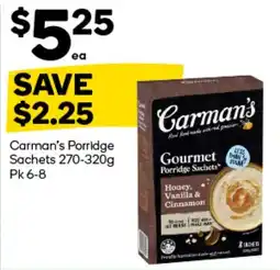 Woolworths Carman's Gourmet Porridge Sachets offer