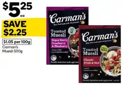 Woolworths Carman's Muesli offer
