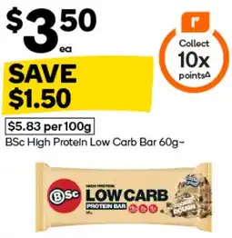 Woolworths BSc High Protein Low Carb Bar offer