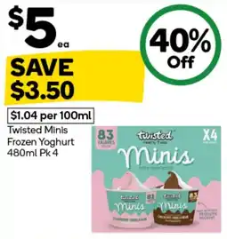 Woolworths Twisted Minis Frozen Yoghurt offer