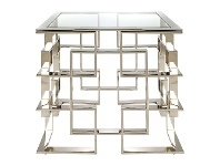 LivingStyles Masa Glass Topped Stainless Steel Side Table offer