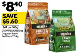 Woolworths Brunnings Green Up Organic+ Lawn Fertilisers offer