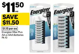 Woolworths Energizer Max Plus AA or AAA Batteries offer