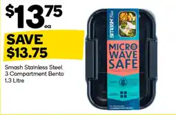 Woolworths Smash Stainless Steel 3 Compartment Bento offer
