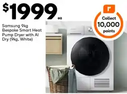 Woolworths Samsung 9kg Bespoke Smart Heat Pump Dryer with AI Dry offer