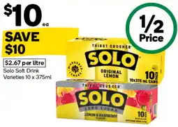 Woolworths Solo Soft Drink Varieties offer