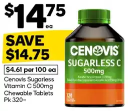 Woolworths Cenovis Sugarless Vitamin C 500mg Chewable Tablets offer