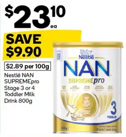 Woolworths Nestlé NAN SUPREMEpro offer