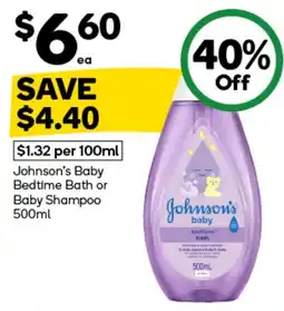 Woolworths Johnson's Baby Bedtime Bath or Baby Shampoo offer