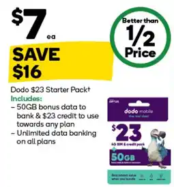 Woolworths Dodo $23 Starter Pack offer