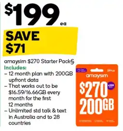 Woolworths amaysim $270 Starter Pack offer