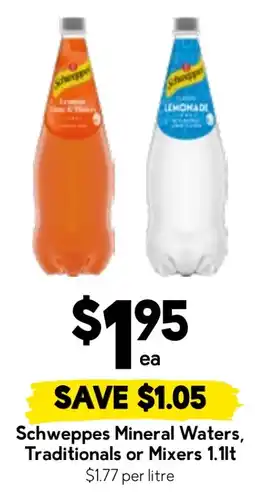 Drakes Schweppes Mineral Waters, Traditionals or Mixers offer