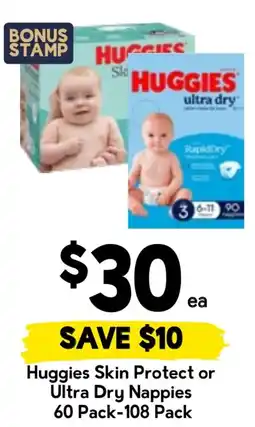 Drakes Huggies Skin Protect or Ultra Dry Nappies offer